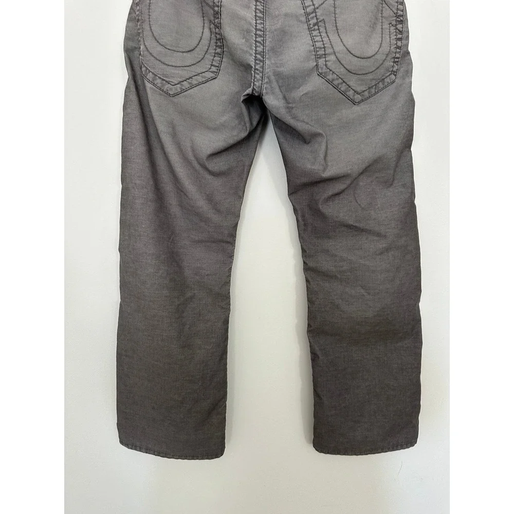 Y2K True Religion Bobby Corduroy Jeans 33 Regular Straight Gray Flap Pocket